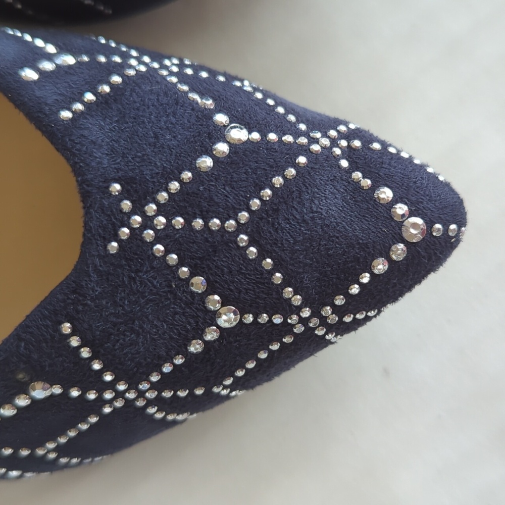 Ateliermix Studded Sequin Pointed Toe Flats 8 Blue Silver Tone Accent - Picture 7 of 16
